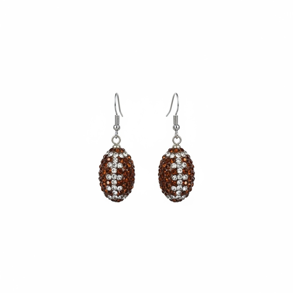 Sparkling Silver and Brown Crystal Earrings